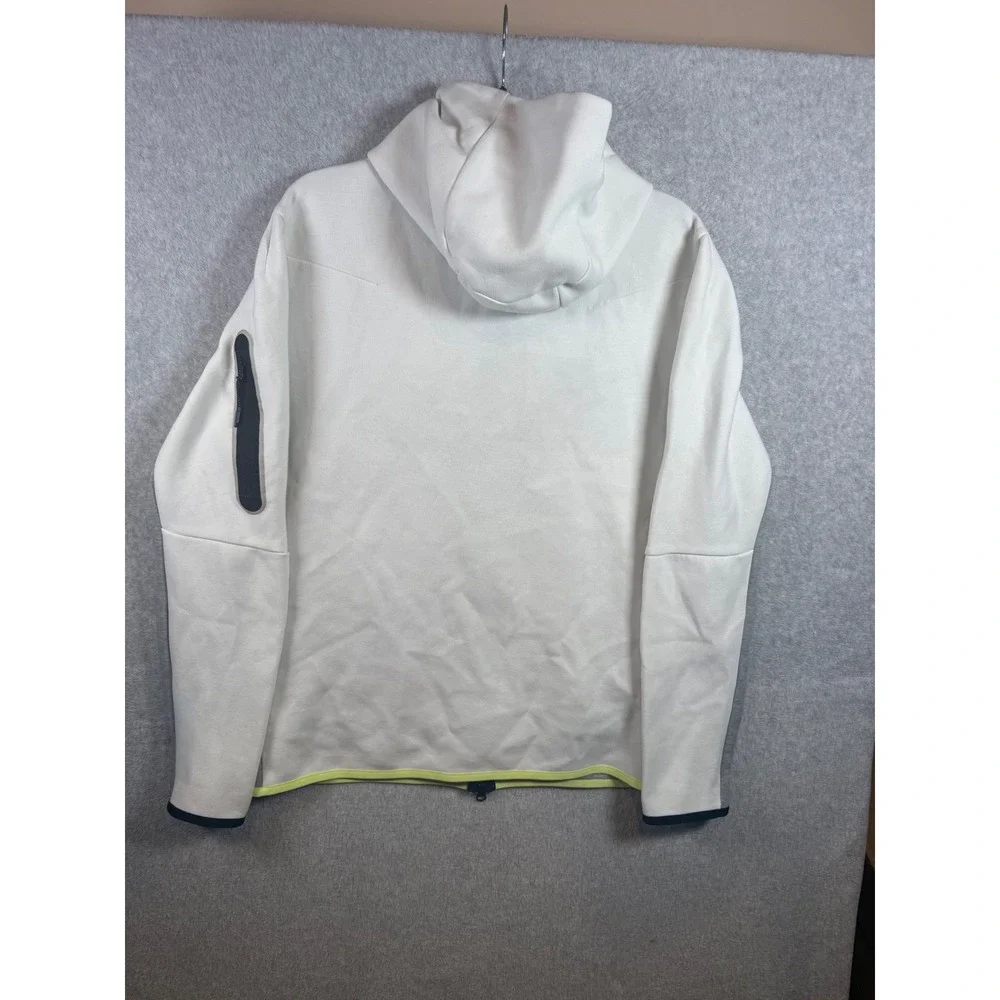 Nike Tech Fleece Full Zip Hoodie Mens Large White Grey Neon Yellow CU4489-101